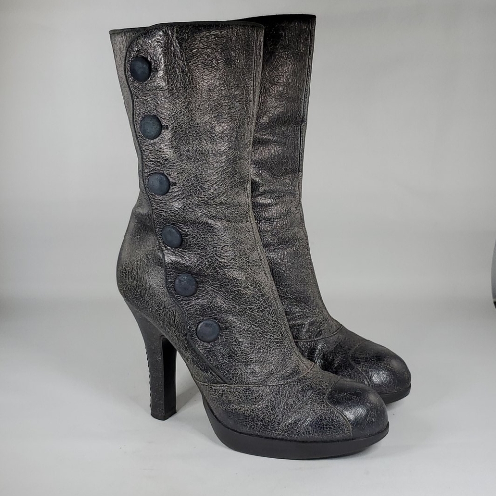 SAM EDELMAN Patrella Charcoal Gray Mid Calf Boots